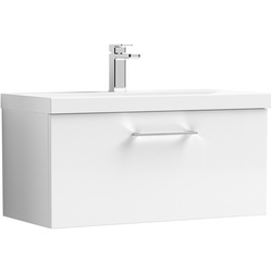 Nuie / nuie Arno Single Drawer Wall Hung Vanity Unit Gloss White 800mm With Slim Edge Basin