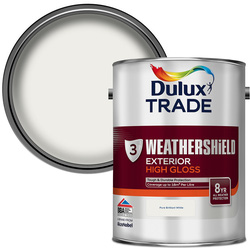 Dulux Trade Weathershield Exterior Gloss Paint Pure Brilliant White 5L