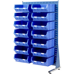 Barton Steel Louvre Panel Adda Stand with Blue Bins 1600 x 1000 x 500mm with 14 TC6 Blue Bins