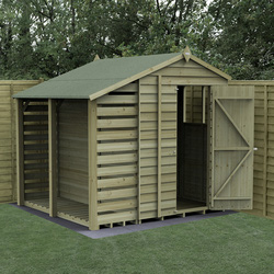 Forest Garden / 4LIFE Apex Shed 5 x 7 - Single Door - 2 Windows - With Lean-To