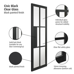 Civic Black Clear Glass Internal Door