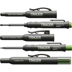 Tracer Tracer Deep Hole Marker Pen, Pencil & Lead Set with Holsters  - 72192 - from Toolstation