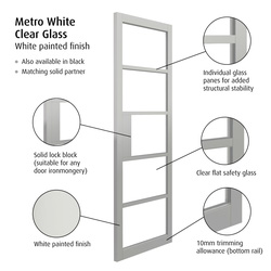 Metro White Clear Glass Internal Door