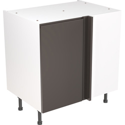 Kitchen Kit Flatpack J-Pull Kitchen Cabinet Base Blind Corner Unit Super Gloss Graphite 800mm