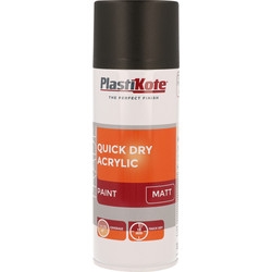 Plastikote / Plastikote Quick Dry Acrylic Spray Paint 400ml Black Matt