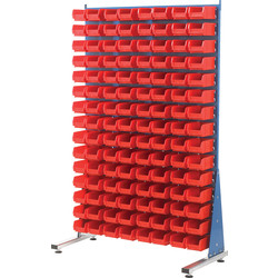 Barton Steel Louvre Panel Starter Stand with Red Bins 1600 x 1000 x 500mm with 120 TC2 Red Bins