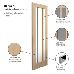 Darwen Oak Glazed Internal Door Unfinished
