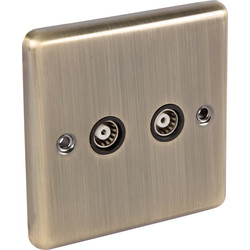 Wessex Electrical Antique Brass TV Point 2 Gang - 73343 - from Toolstation