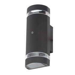 Helios Up and Down Black Dusk to Dawn Photocell Wall Light IP44
