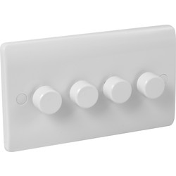 Scolmore Click / Click Mode White Dimmer Switch 4 Gang 2 Way 250W