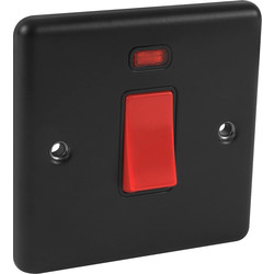 Wessex Electrical Wessex Matt Black 45A DP Switch Switch + Neon 1 Gang - 73578 - from Toolstation
