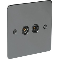 Axiom / Flat Plate Black Nickel TV Socket Outlet TV Twin