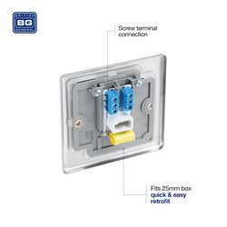 BG Brushed Steel Telephone Socket
