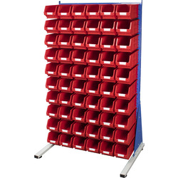 Barton Steel Louvre Panel Starter Stand with Red Bins 1600 x 1000 x 500mm with 60 TC3 Red Bins