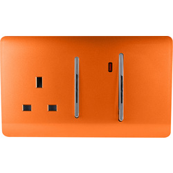 Trendiswitch Orange 13 Amp Cooker Switch & Socket with Neon 2 Gang