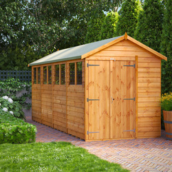 Power / Power Overlap Apex Shed 16' x 6' Double Doors