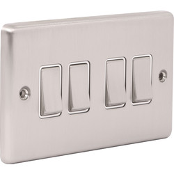 Wessex Brushed Stainless Steel Switch 4 Gang 2 Way
