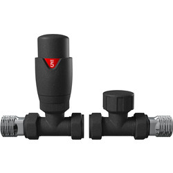 Cassellie Anthracite Thermostatic Radiator Valve Pack Straight - 74820 - from Toolstation
