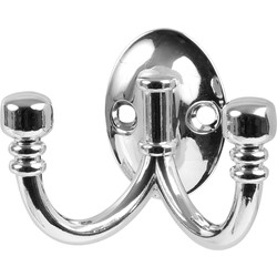 Ball End Double Robe Hook Chrome Plated