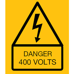 Danger 400V Warning Labels Rigid 55 x 70mm
