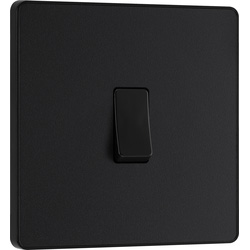 BG Evolve Matt Black (Black Ins) Single Intermediate Light Switch, 20A 16Ax 