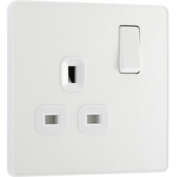 BG Evolve Pearlescent White (White Ins) Single Switched 13A Power Socket 