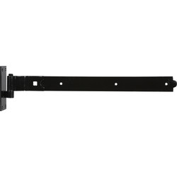 GateMate GateMate Premium Black Cranked Band & Hook on Plate 600mm Black on Galvanised - 76261 - from Toolstation