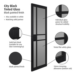 City Black Tinted Glass Internal Door
