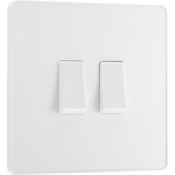 BG Evolve Pearlescent White (White Ins) Double Light Switch, 20A 16Ax, 2 Way 