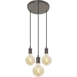 4lite WiZ 4lite WiZ Connected Decorative 3 Way Circular Pendant Blackened Silver with 3 x 6.5W WiFi Smart LED Globe Warm to Cool White 725lm - 76534 - from Toolstation