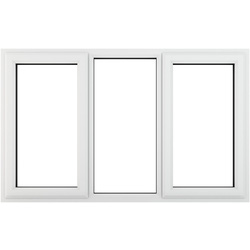 Crystal Casement uPVC Window Left & Right Hand Opening Fixed Centre 1770mm x 1115mm Clear Triple Glazed White