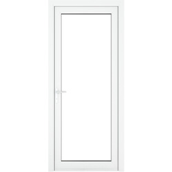 Crystal uPVC Single Door Full Glass Right Hand Open In 840mm x 2090mm Clear Double Glazed White