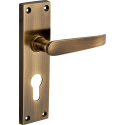 Hiatt Victorian Straight Door Handles Euro Lock Antique Brass - 77144 - from Toolstation