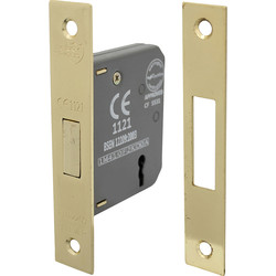 3 Lever Mortice Deadlock 63mm Electro Brass - 77250 - from Toolstation