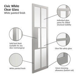 Civic White Clear Glass Internal Door