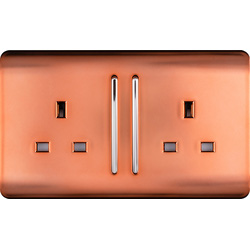 Trendiswitch Copper 2 Gang 13 Amp Switched Socket 2 Gang