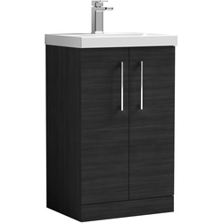 Nuie / nuie Arno Double Door Floor Standing Vanity Unit Charcoal Black 500mm With Slim Edge Basin