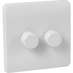 Scolmore Click / Click Mode White Dimmer Switch 2 Gang 2 Way 250W