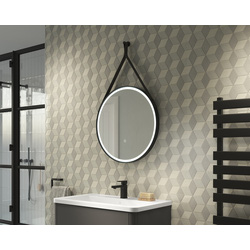 Sensio Nova Round Hanging LED Bathroom Mirror TrioTone Black 600mm