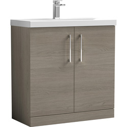 nuie Arno Double Door Floor Standing Vanity Unit Solace Oak 800mm With Standard Basin