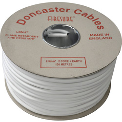 Doncaster Cables Firesure 500 2.5mm x 2 Core White Fire Cable + 50 DC34 White P Clips 100m - 78241 - from Toolstation