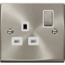 Click Deco Satin Chrome DP Switched Socket 1 Gang