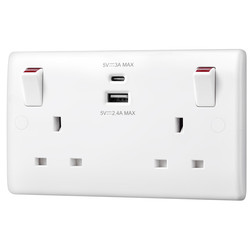 BG 13A Low Profile SP A & C Type USB Switched Socket
