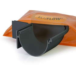 Aluflow Aluminium Half Round Deep Gutter 90° External Angle Grey 115mm