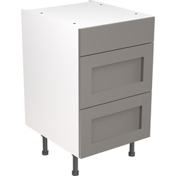 Kitchen Kit Flatpack Shaker Kitchen Cabinet Base 3 Drawer Unit Ultra Matt Dust Grey 500mm