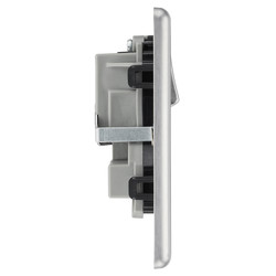 BG Brushed Steel 13A DP Black Insert Switched Socket