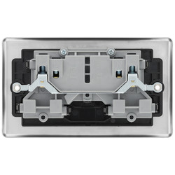 BG Brushed Steel 13A DP Black Insert Switched Socket