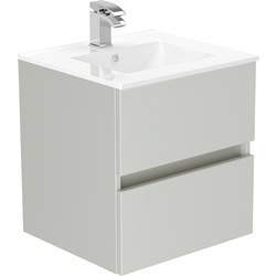 Newland Double Drawer Wall Hung Vanity Unit With Basin Pearl Grey 500mm