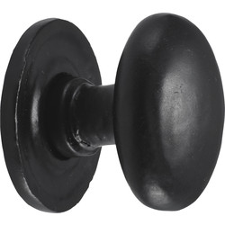 Old Hill Ironworks Hammered Ball Cabinet Knob on Round Rose 36mm Oval