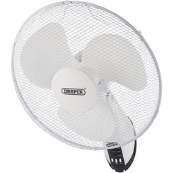 Draper Oscillating Wall Mounted Fan with Remote Control 16"/400mm 3 Speed 230V